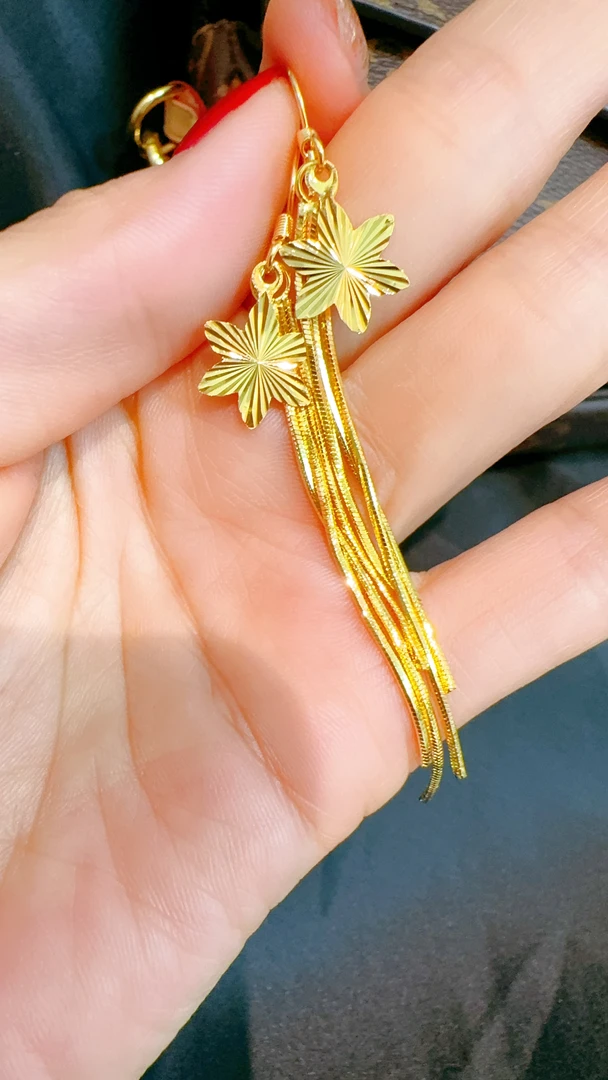 铜合金耳饰 花花流苏耳钩