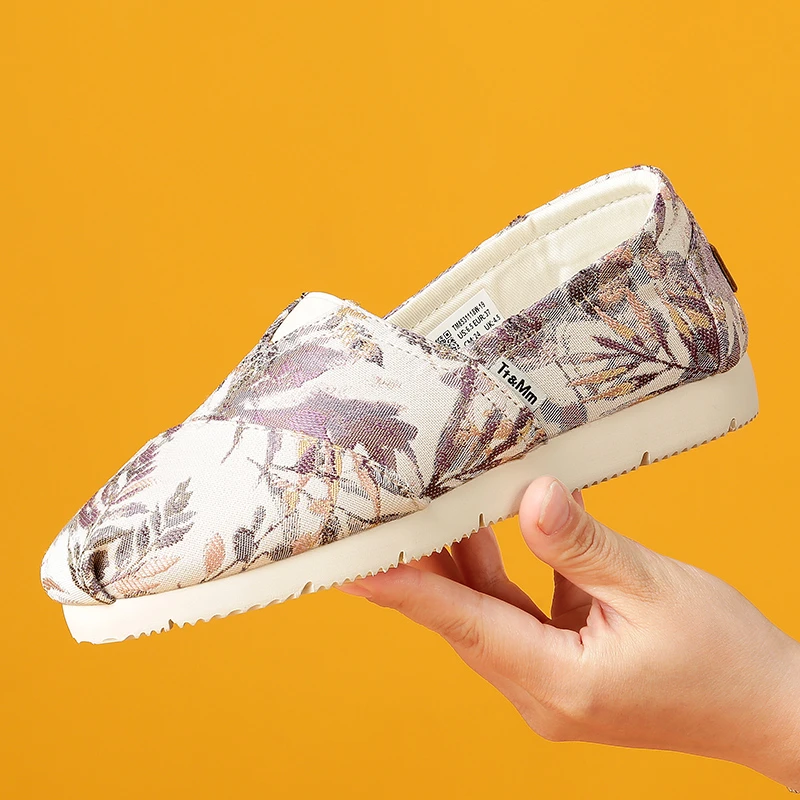 Tt&Mm/汤姆斯女鞋2025新款夏季透气布鞋百搭一脚蹬软底休闲帆布鞋