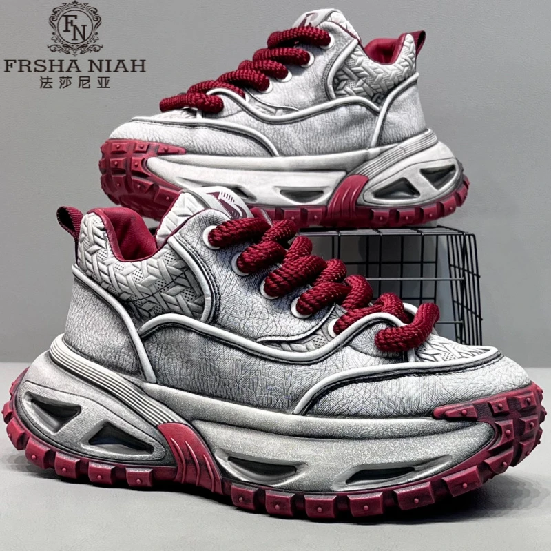 法莎尼亚秋季新款老爹鞋复古潮流时尚厚底增高男鞋百搭休闲运动鞋