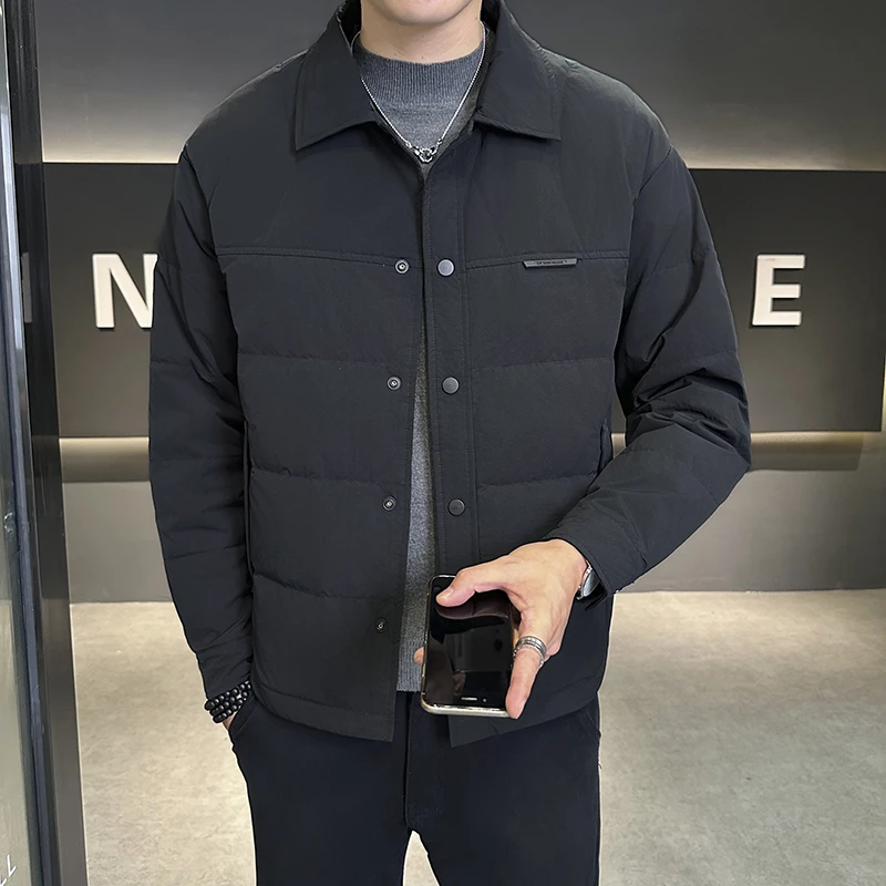 羽绒服男士冬季2025新款翻领冬季休闲宽松百搭潮流短款男装外套男