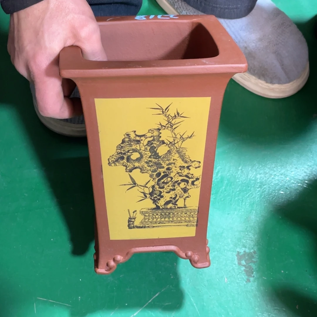 琼***香紫砂花盆微瑕四方