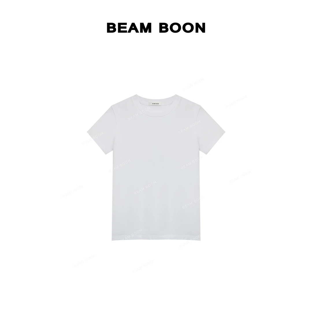 Beam Boon |【甜豆布朗尼】Y*s高奢超柔抗皱全棉基础正肩短袖T恤