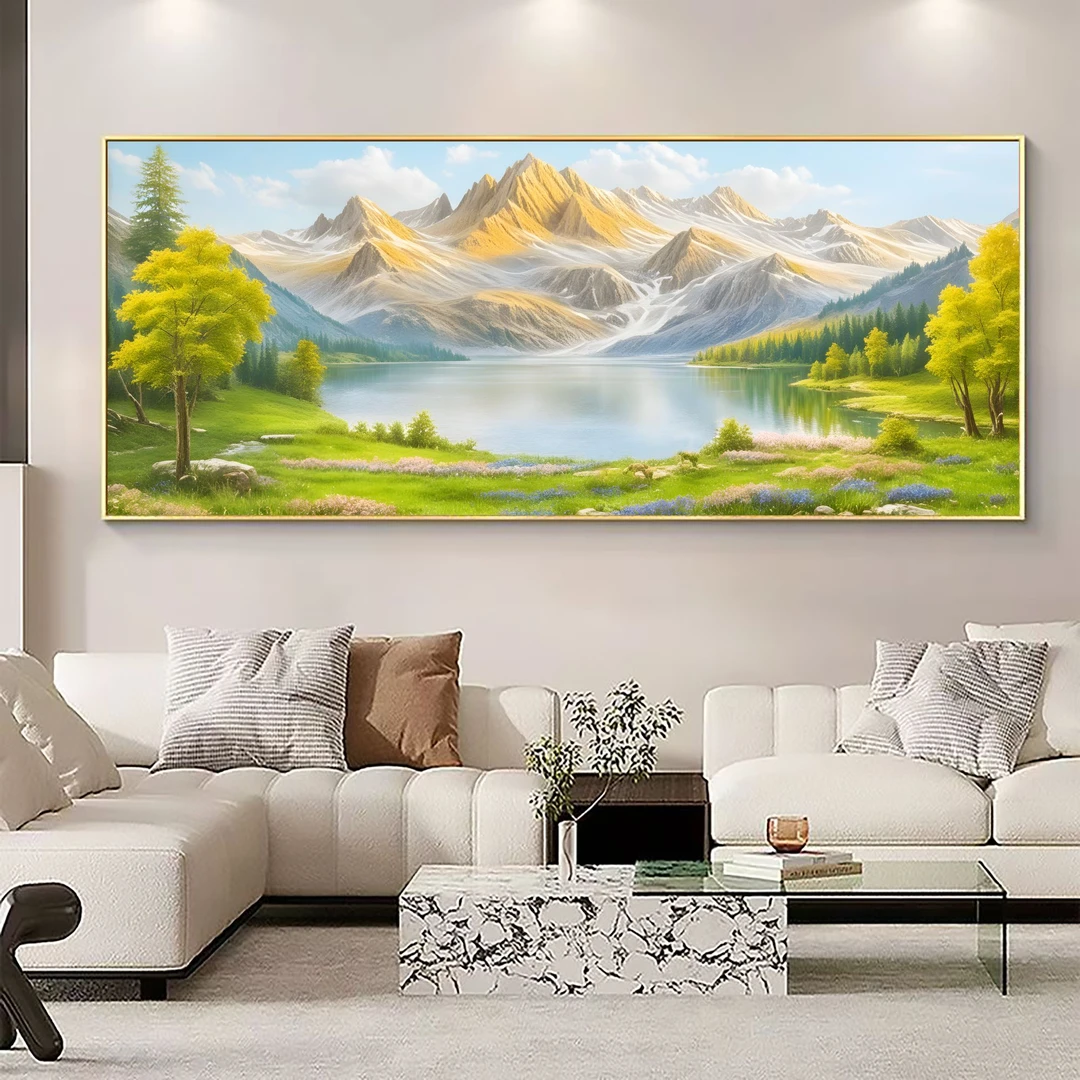 2025新款客厅砂岩装饰画沙发背景墙挂画轻奢高级感山水70200