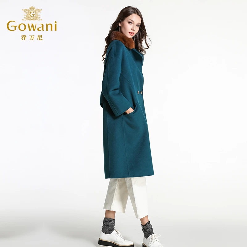 乔万尼冬季新款大衣女中长款修身保暖羊毛呢外套 EL4A545