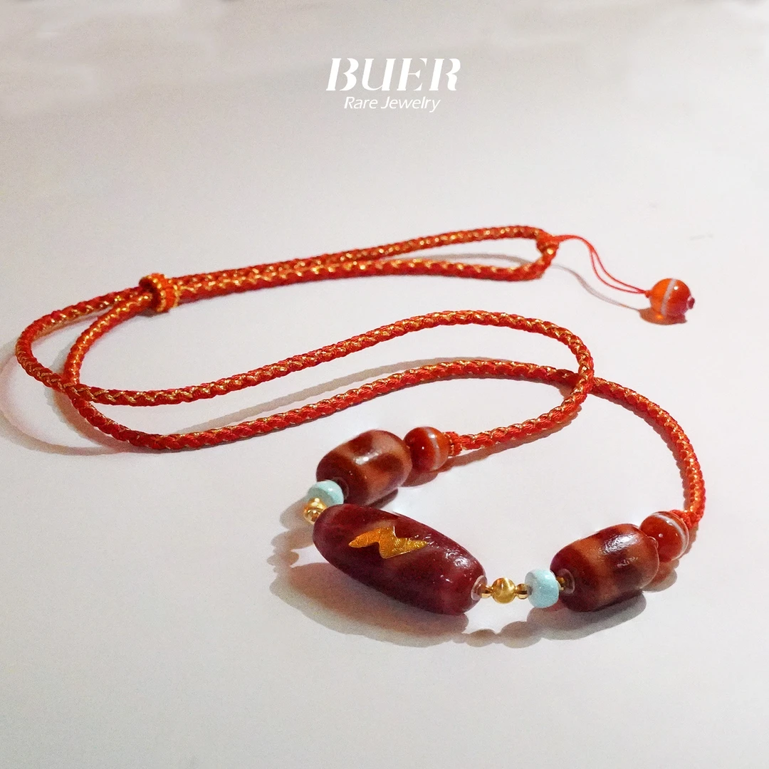 【不二】红肉五眼闪电18K金DIY项链 (多样性发)