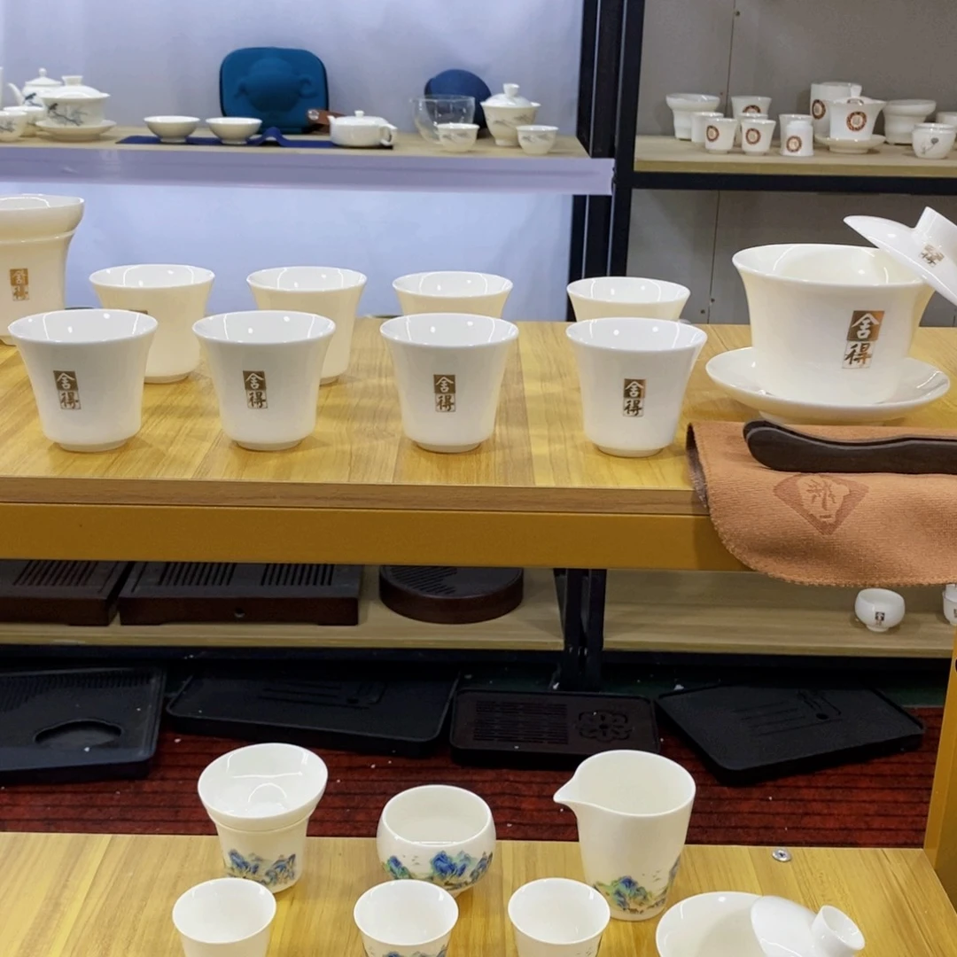 瓷片舍得十个杯子加盖碗茶巾茶夹 多一个盖碗盖子