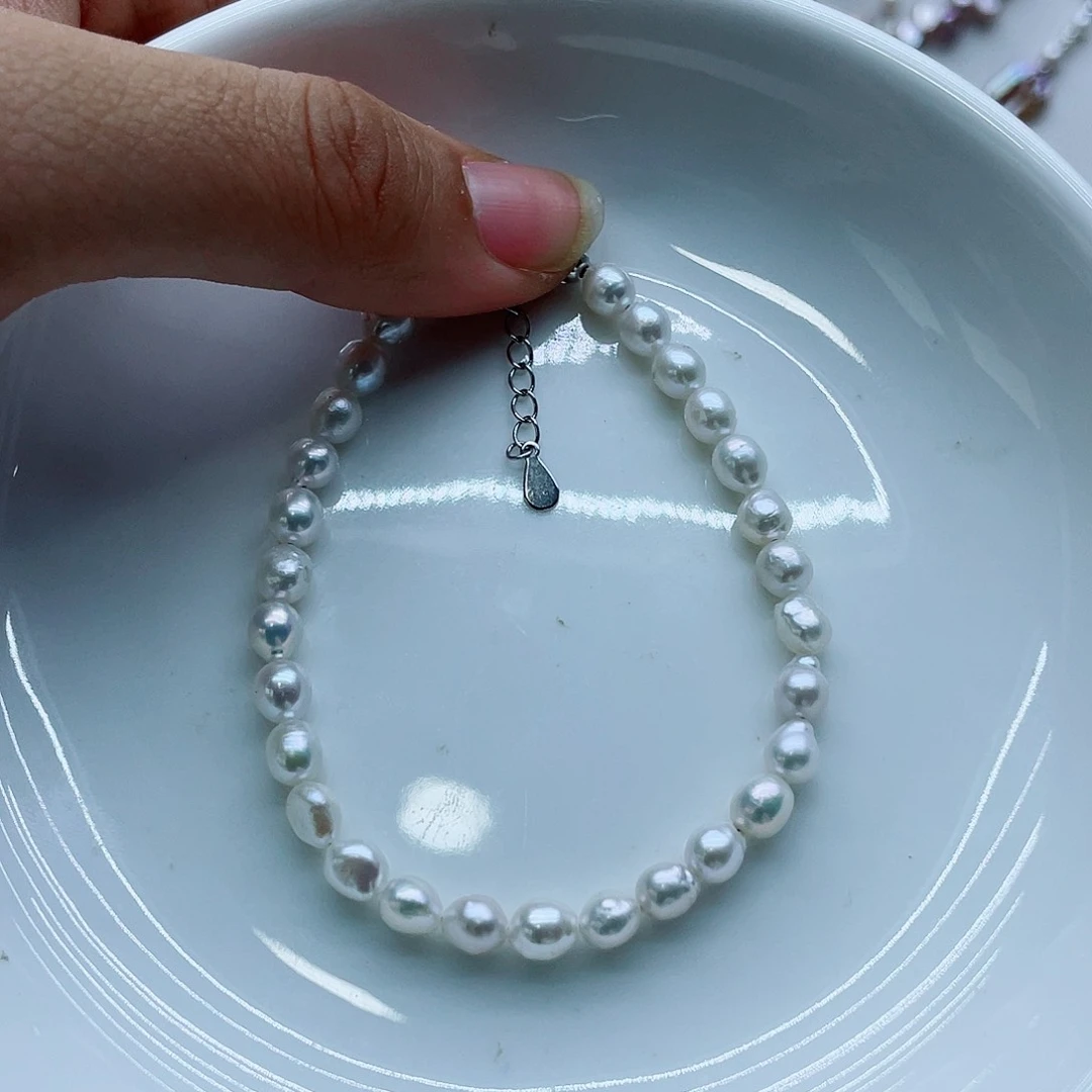 银S925镶嵌手绳淡水珍珠
