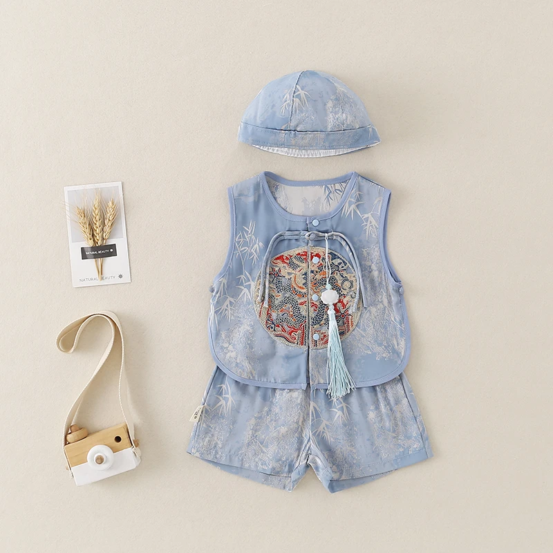 周岁礼服男宝夏季中式汉服套装宝宝生日抓周衣服国风薄款婴儿夏装