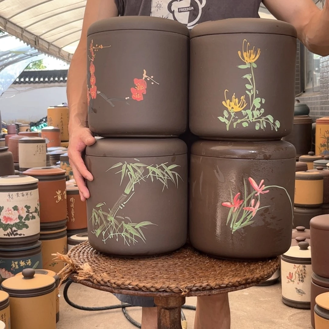 紫砂茶叶罐梅兰竹菊