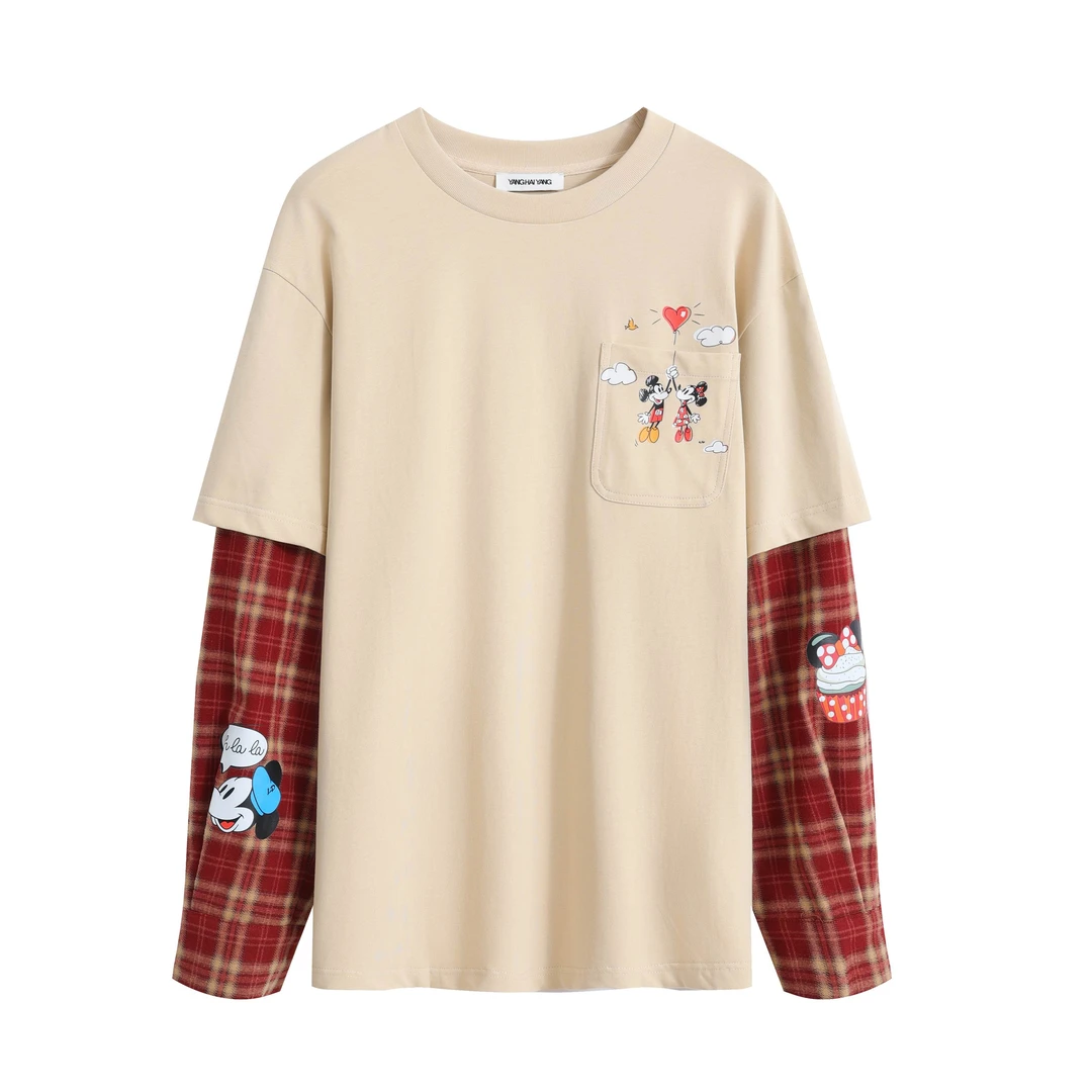 YANGHAIYANG口袋卡通拼袖上衣