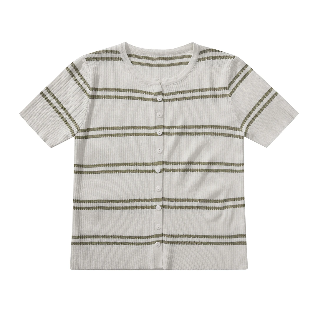 【T恤系列】法式温柔条纹短袖 正肩短袖