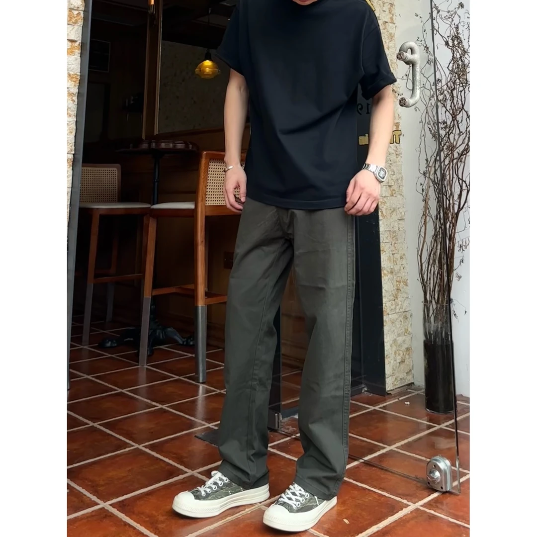 Zacksoul水洗做旧磨毛复古直筒裤加绒休闲裤百搭通勤高级显瘦裤子