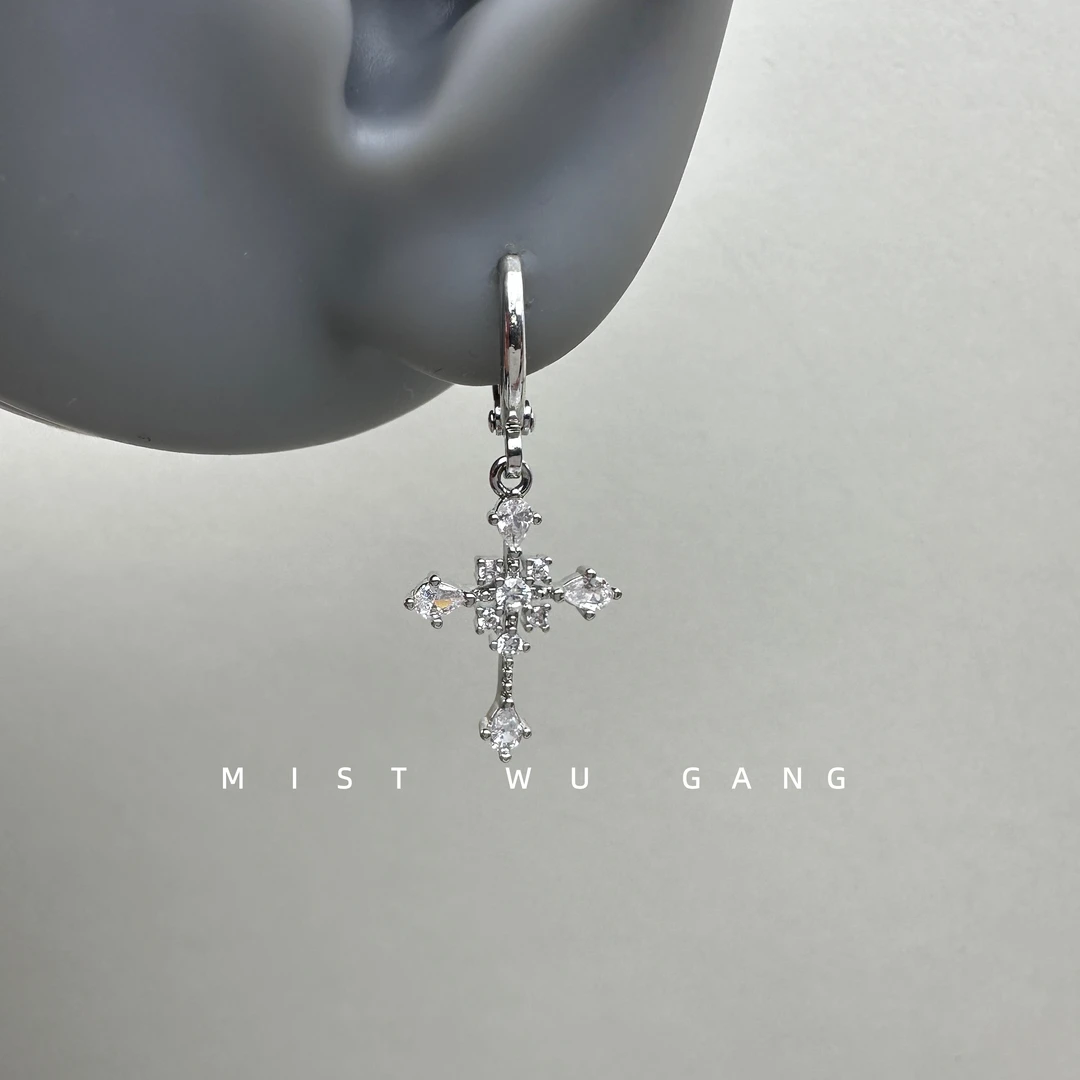 纯铜耳饰 MIST雾港碎星十字耳环小众简约十字架新款好看耳扣耳圈