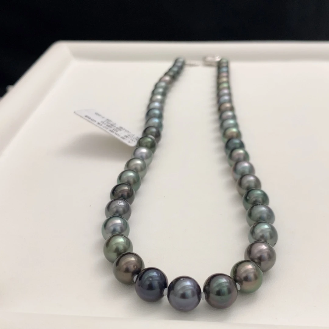 海水珍珠颈饰未镶嵌7.7-9.3mm黑珍珠项链