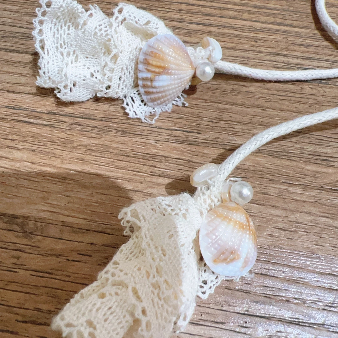 767手工蕾丝颈饰 手作贝壳腰带