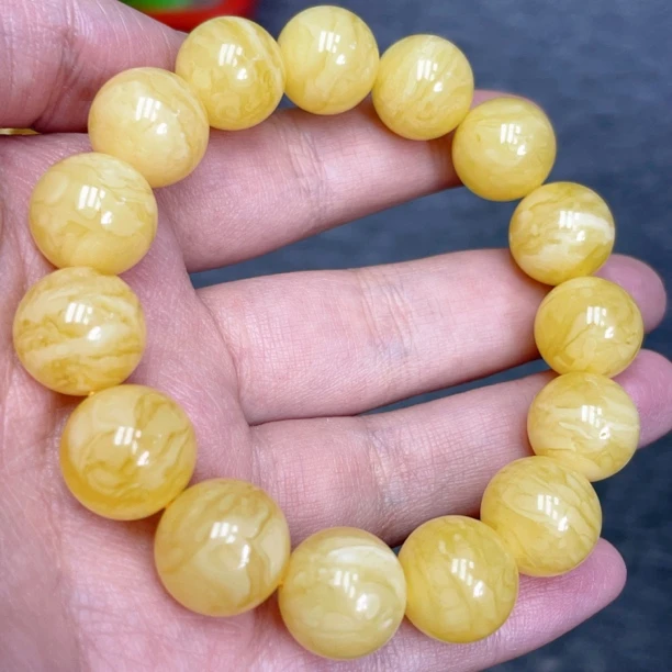 虎皮纹白花满蜡14➕蜜蜡手串