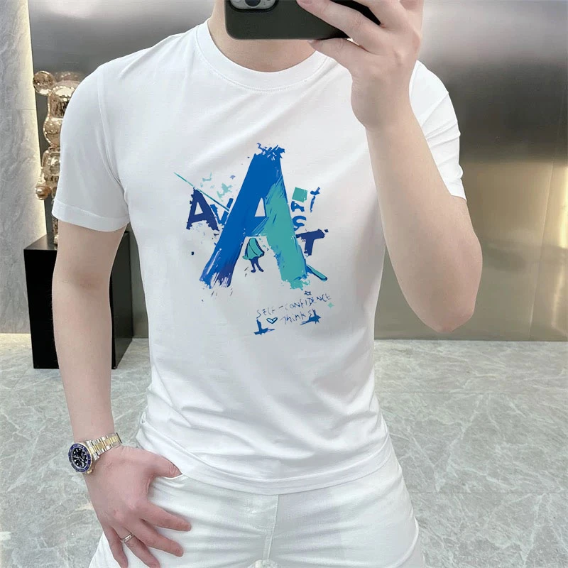 男装2025新款潮牌夏季大码ins潮流圆领体恤印花上衣纯棉短袖t恤潮