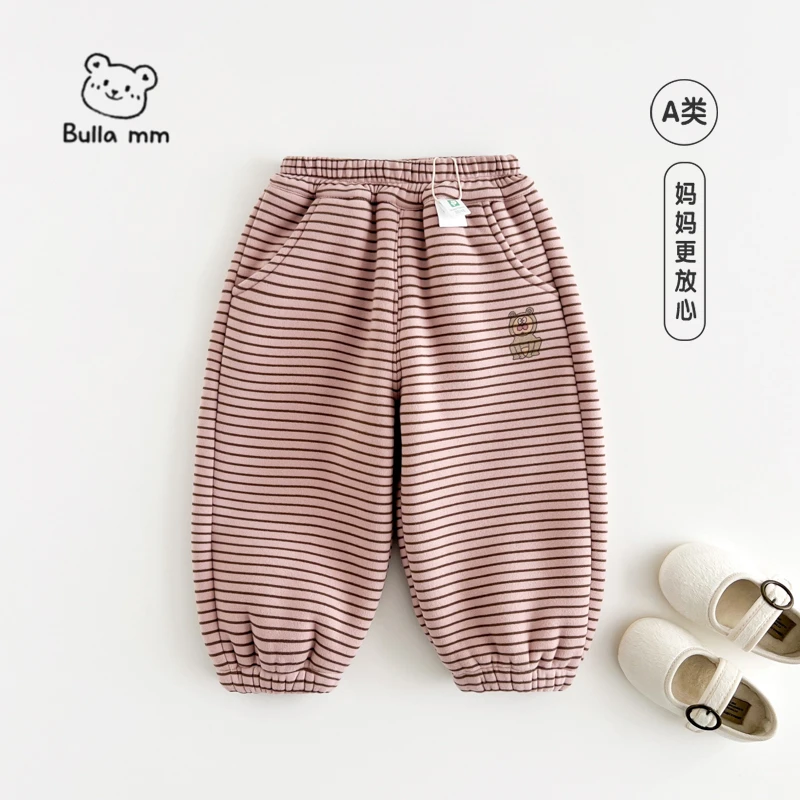 叭啦妈咪儿童加绒长裤2025冬装新款女童时尚百搭裤子HZM5039