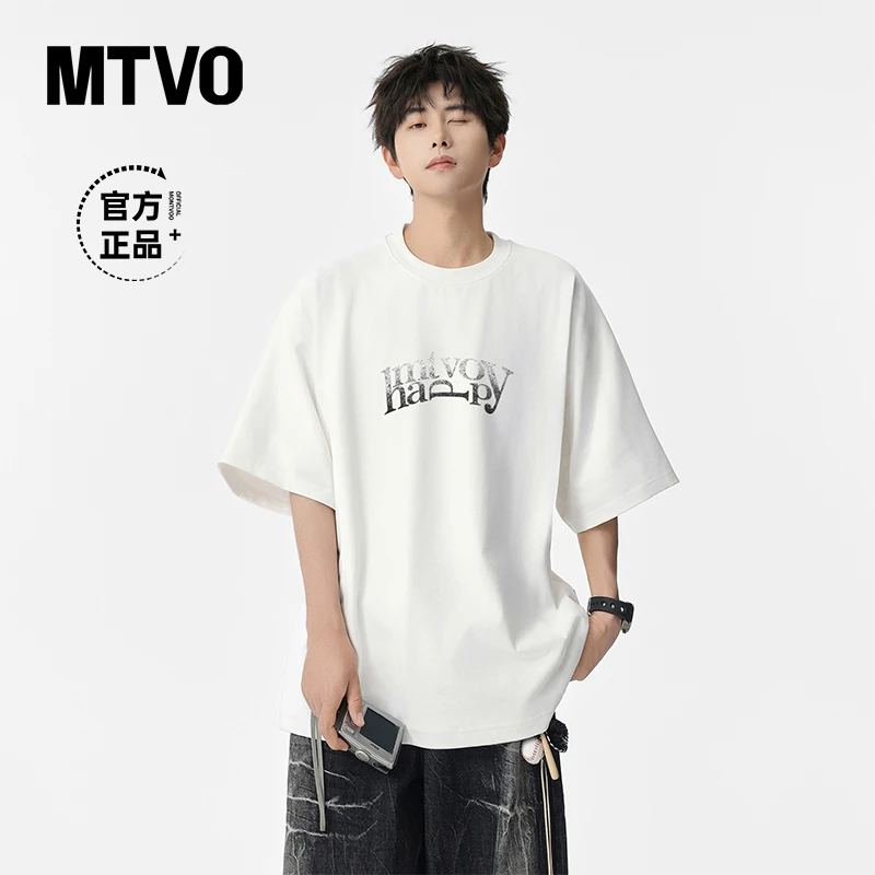 MTVO迈特优夏季纯棉美式圆领短袖T恤男休闲宽松潮流高街半袖 171