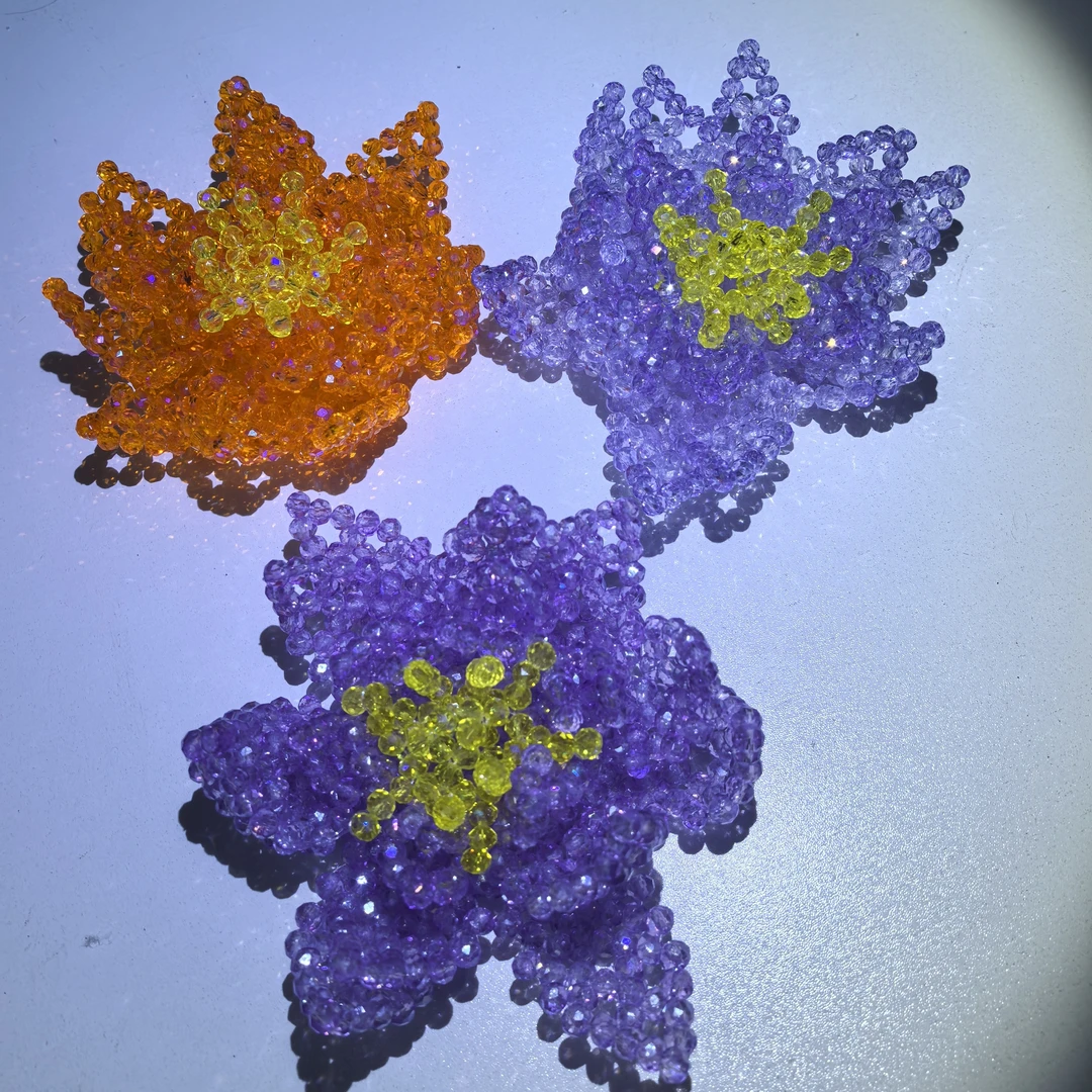 荷花 手工串珠成品晶晶卡4摆件成品礼物 新疆西藏不包邮