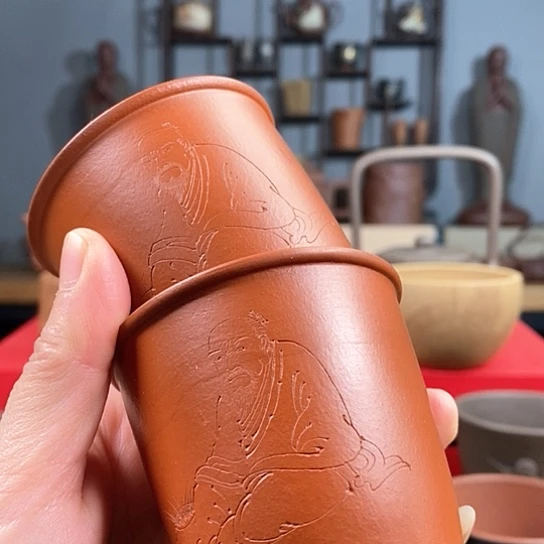 紫砂茶杯舞**二口线杯两个