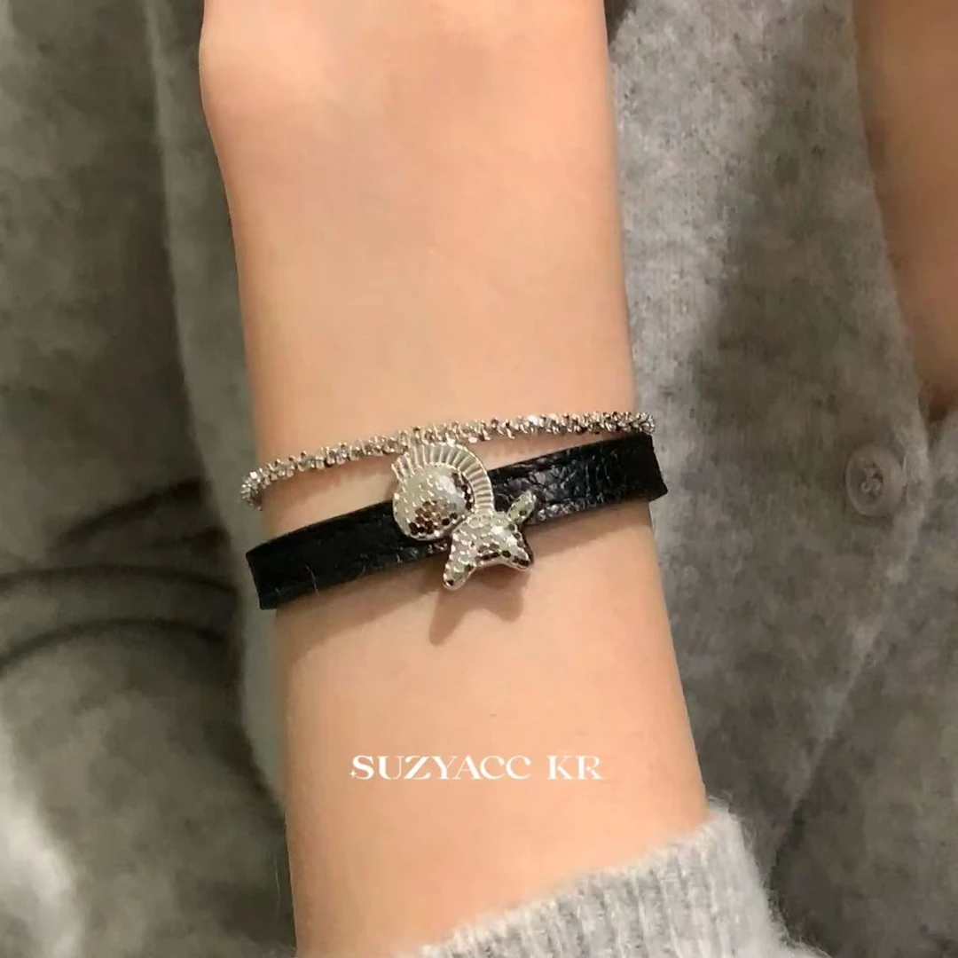 Suzyacc Kr 925银皮质手链 【碎冰冰小马】波光粼粼福气手链DC0339