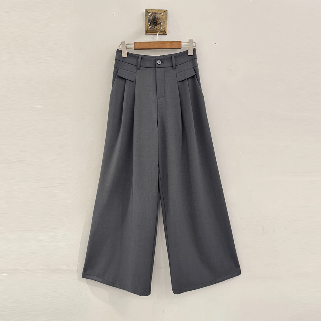 KCFFS02A麦寻2025夏时尚气质显瘦高腰时装裤阔腿裤宽松直筒裤女