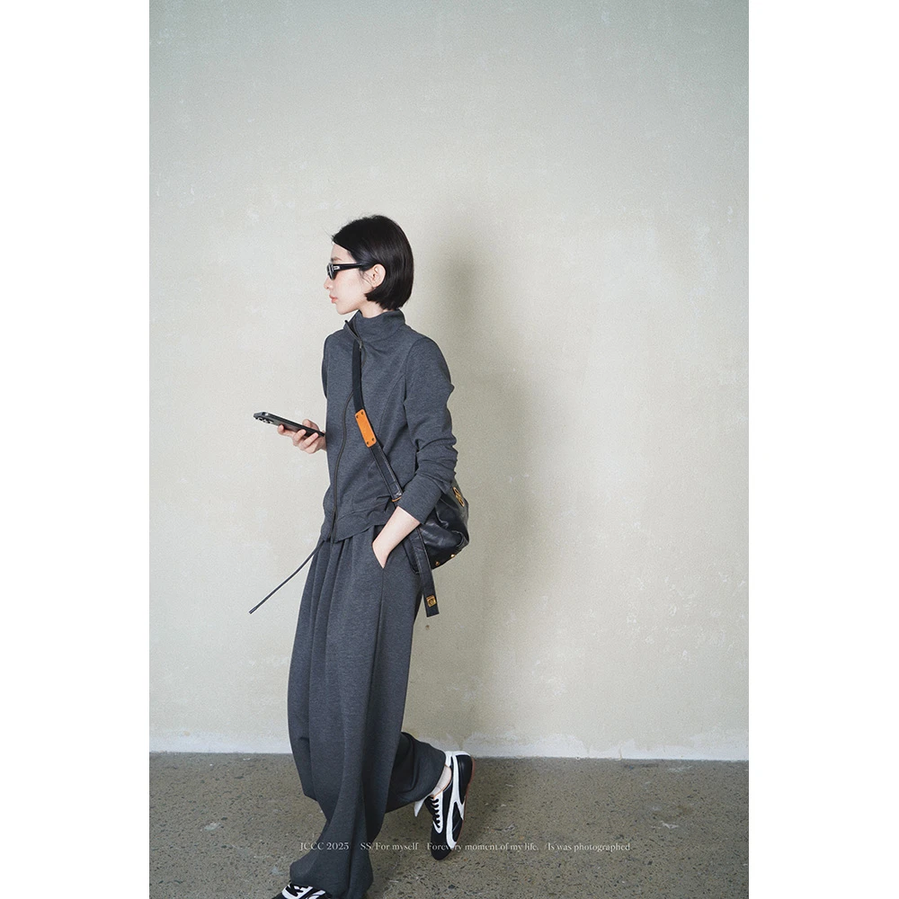 JCCC影子【主打舒适】灰色重磅立领开衫卫衣休闲裤套装JE4IAZ11