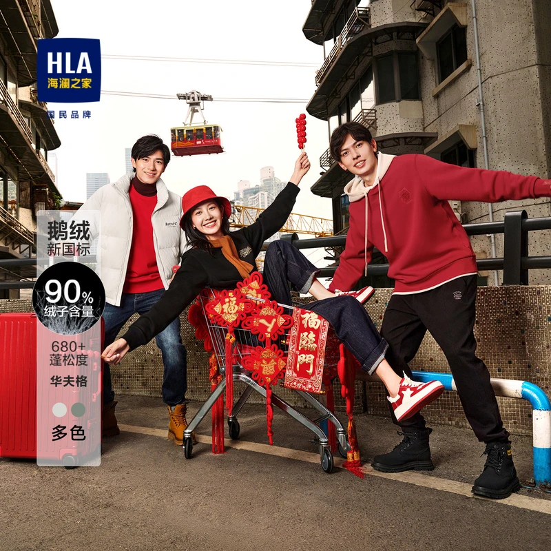 【极光系列】HLA海澜之家23冬新立领男士鹅绒羽绒服HWRAJ4Y081A