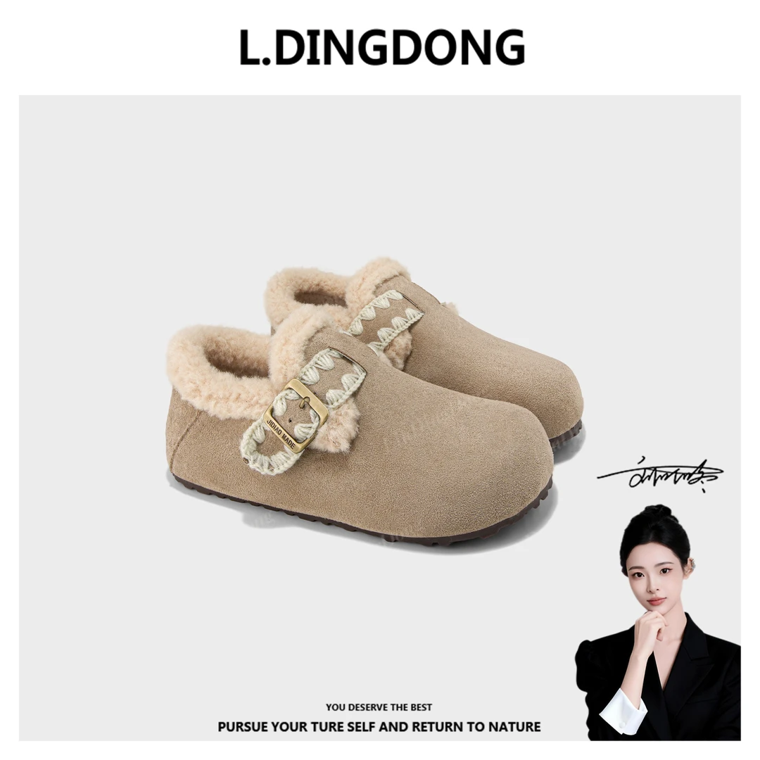 【刘叮咚女鞋】2025冬季新款平底内增高加绒博肯鞋女889