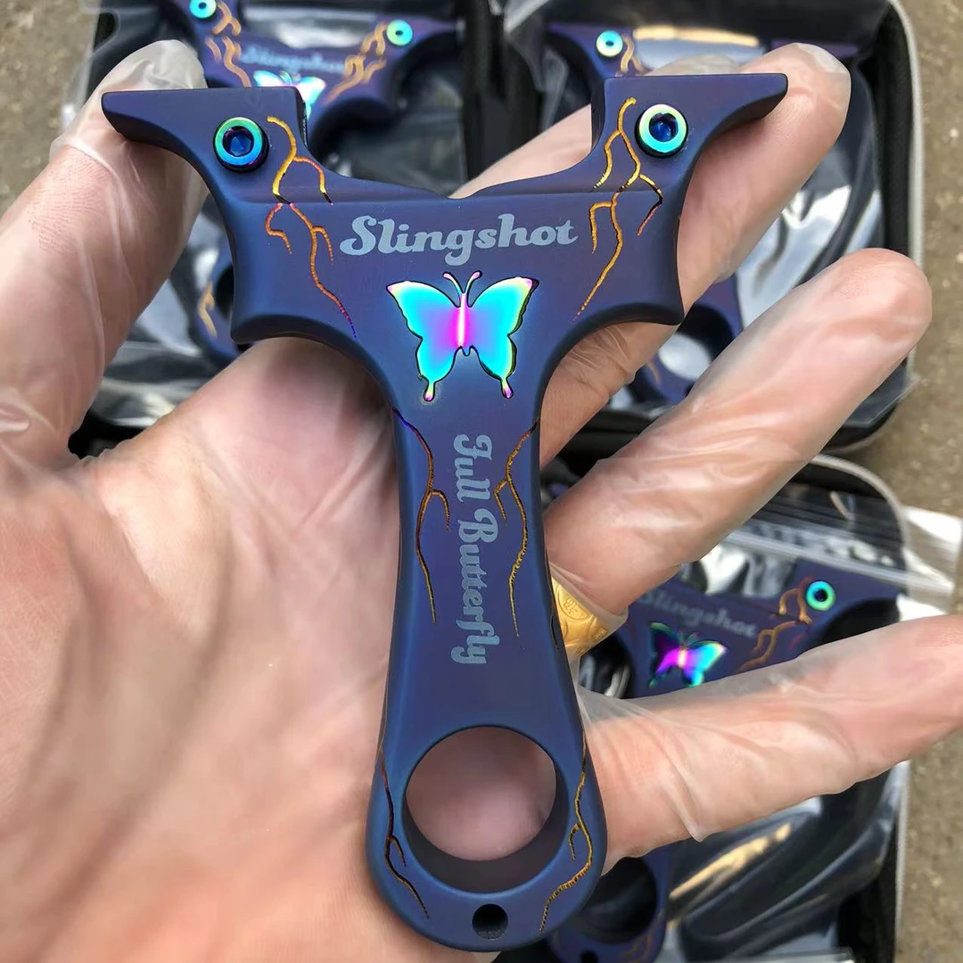 正品征途全钛快压烤蓝雕刻蝴蝶户外玩具