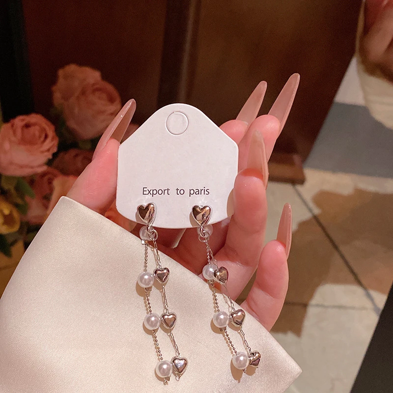 黄铜耳饰 韩系时尚百搭气质长款流苏耳环女轻奢小众高级感珍珠耳