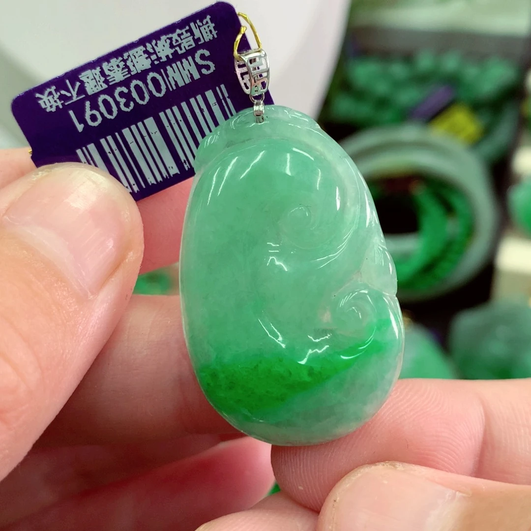 翡翠18K金镶嵌吊坠(不含链)