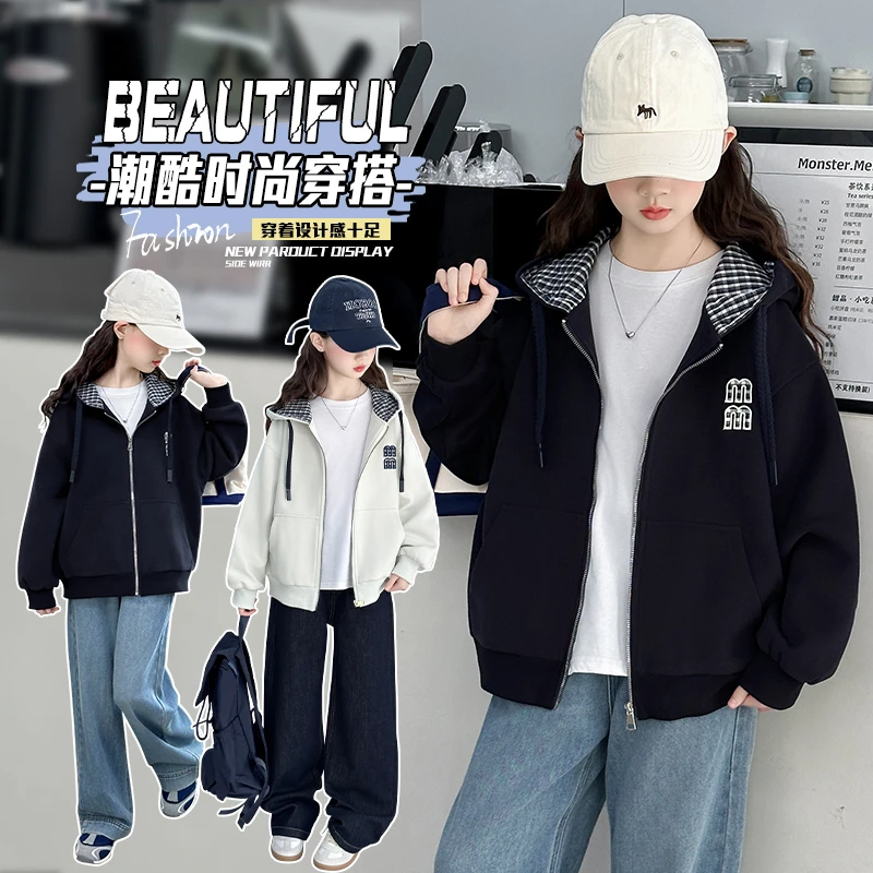 女童外套2025新款儿童中大童春秋小吃洋气时尚休闲韩版潮酷设计感