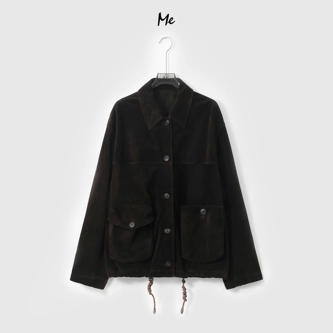 ME【921皮衣】澳大利亚进口牛反绒老钱时尚百搭宽松皮衣MESA0041