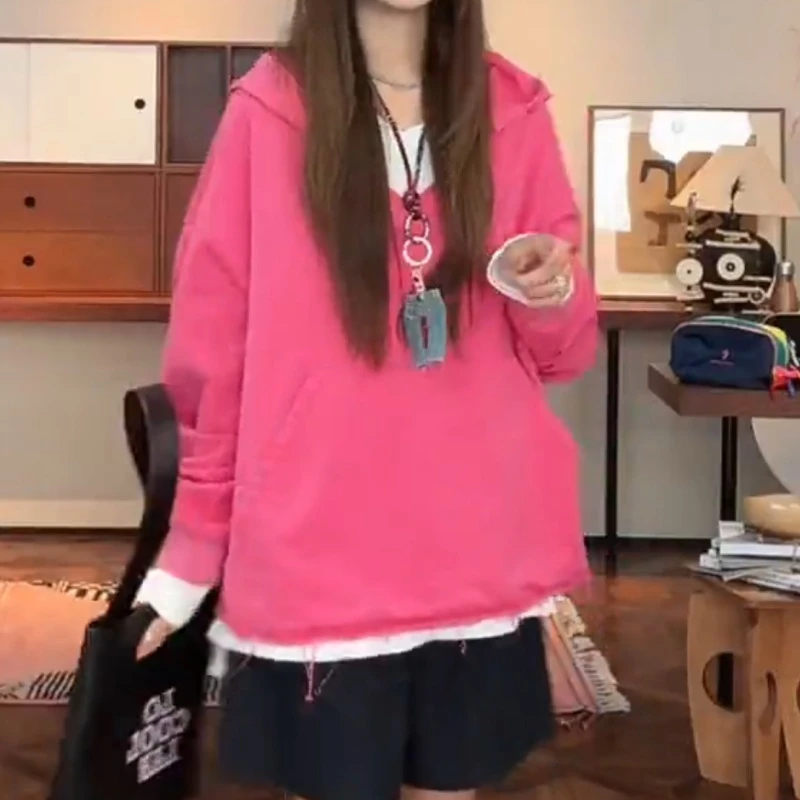 「蜜桃呼吸」新款女装休闲宽松显瘦v领长袖卫衣LK2505913