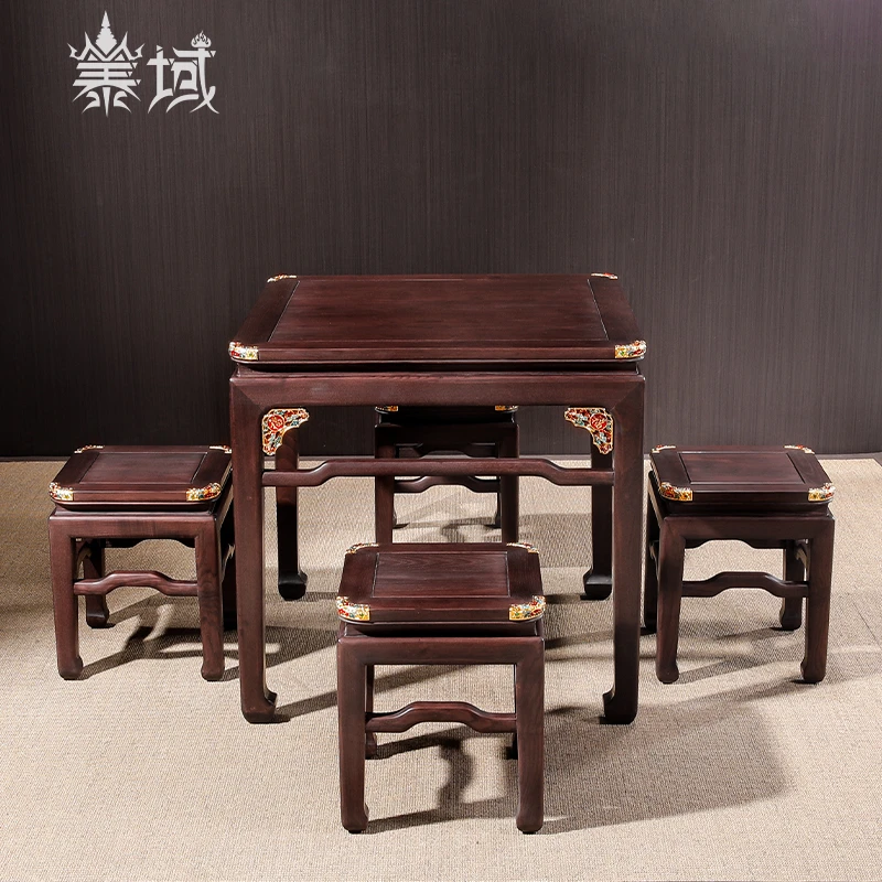 泰域《八仙桌》新中式实木五件套 茶几桌椅组合 客厅餐厅家具E2-515