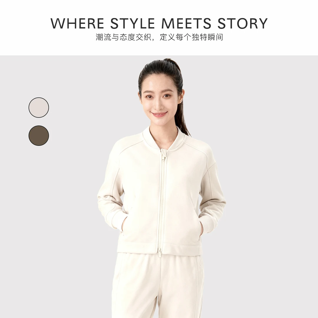 【娜娜专属】女士加绒棒球领罗纹短款夹克秋冬C06C25