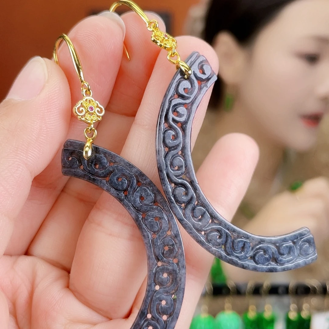 翡翠未镶嵌耳饰饰品