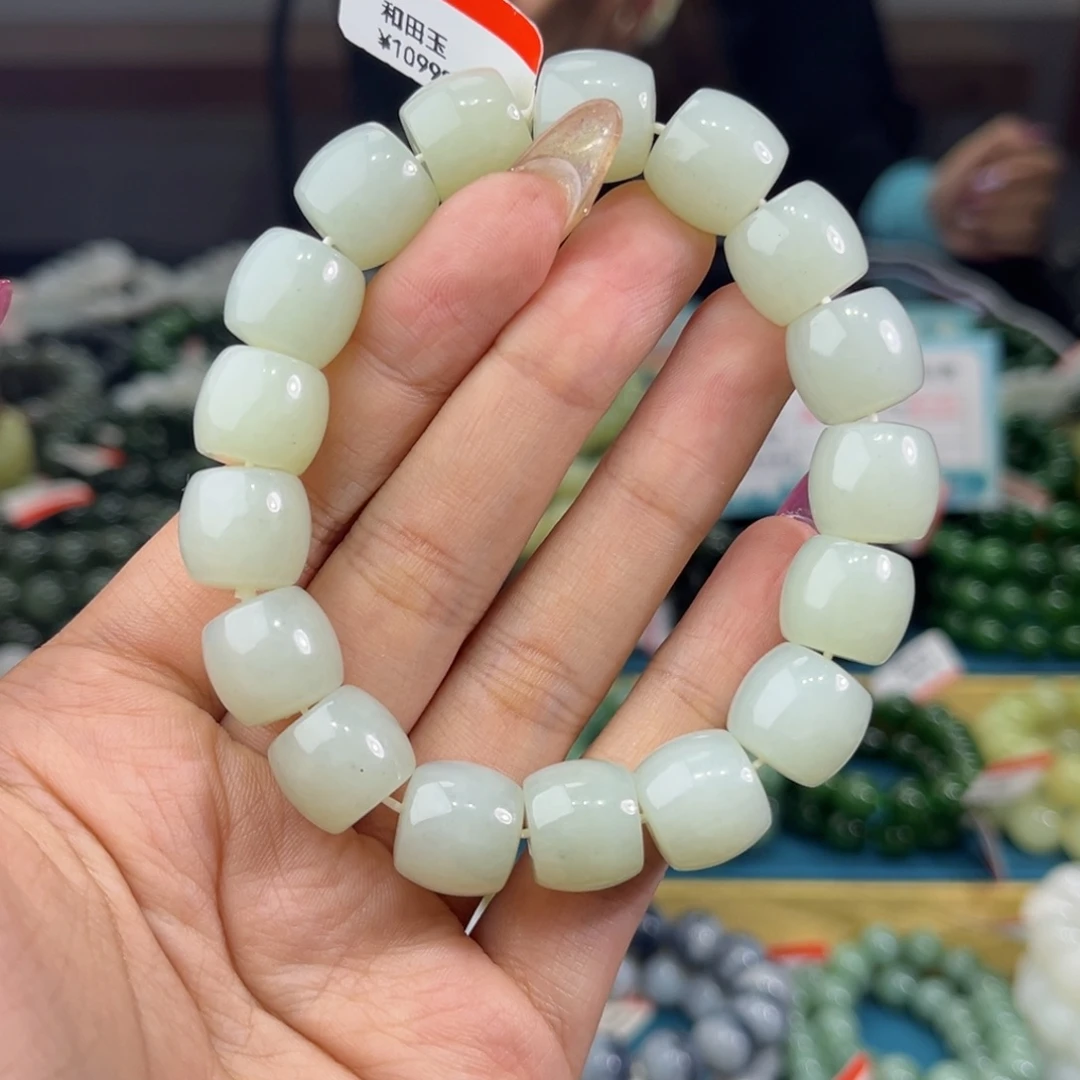渝***约未镶嵌手链和田玉纯天然和田玉新疆且末高青白13