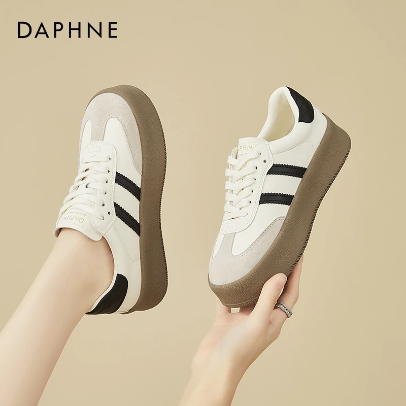 达芙妮德训鞋女款2025新款秋季华夫休闲运动鞋阿甘鞋复古厚底板鞋