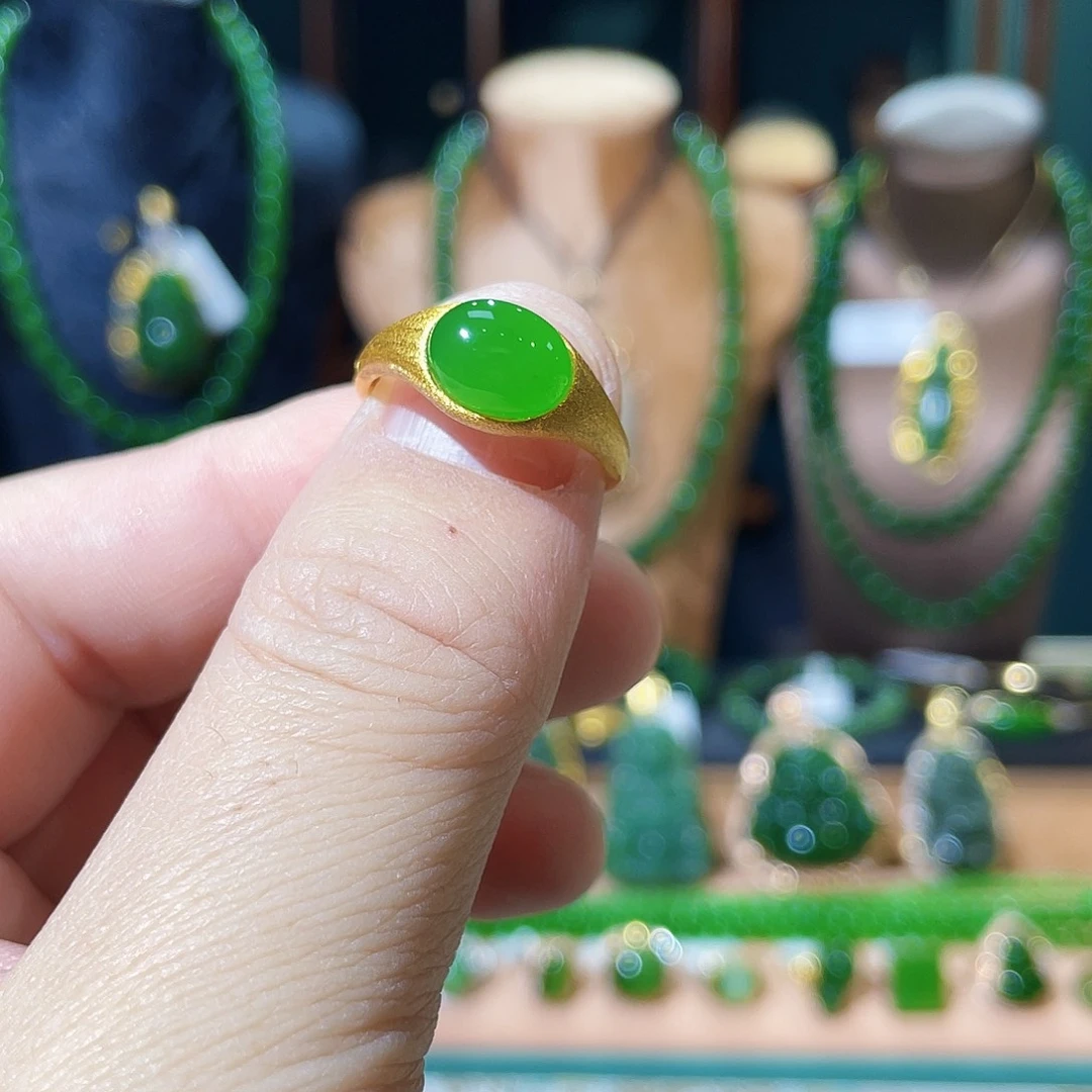 和田玉（碧玉）银S925镶嵌戒指