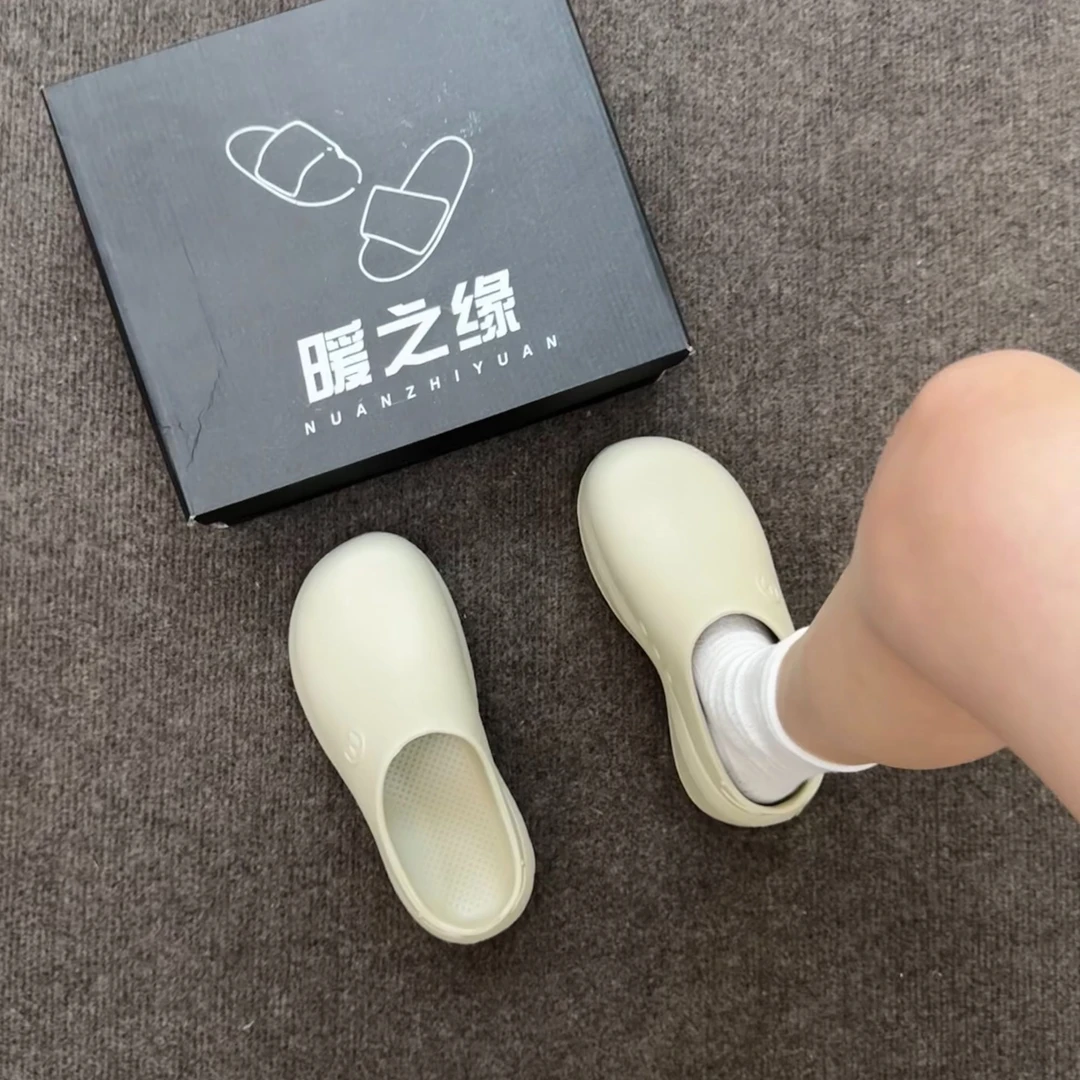 6.0cm包头eva洞洞鞋女夏季外穿软厚底增高家居室内防滑厨师半拖鞋