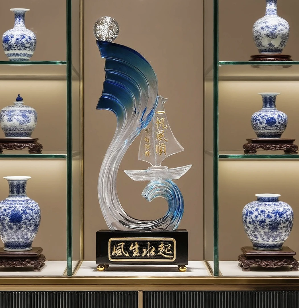 风生水起一帆风顺摆件高档办公室酒柜新房客厅装饰品摆件乔迁礼物