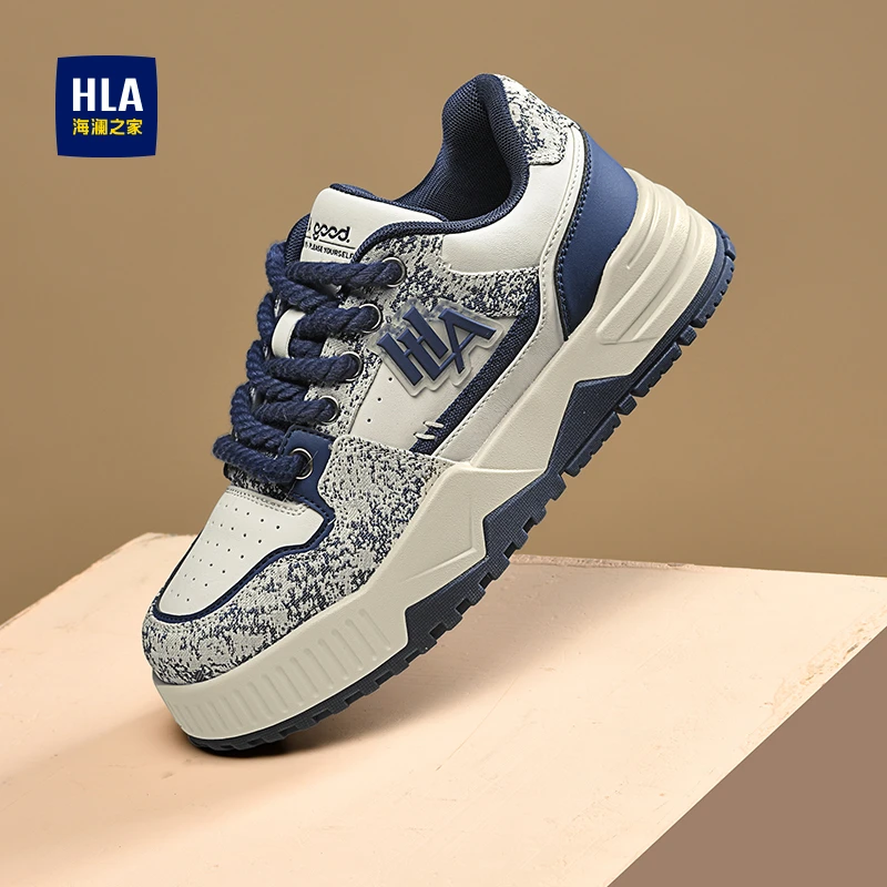 HLA/海澜之家男鞋新款夏季潮流时尚增高板鞋透气休闲运动鞋子撞色