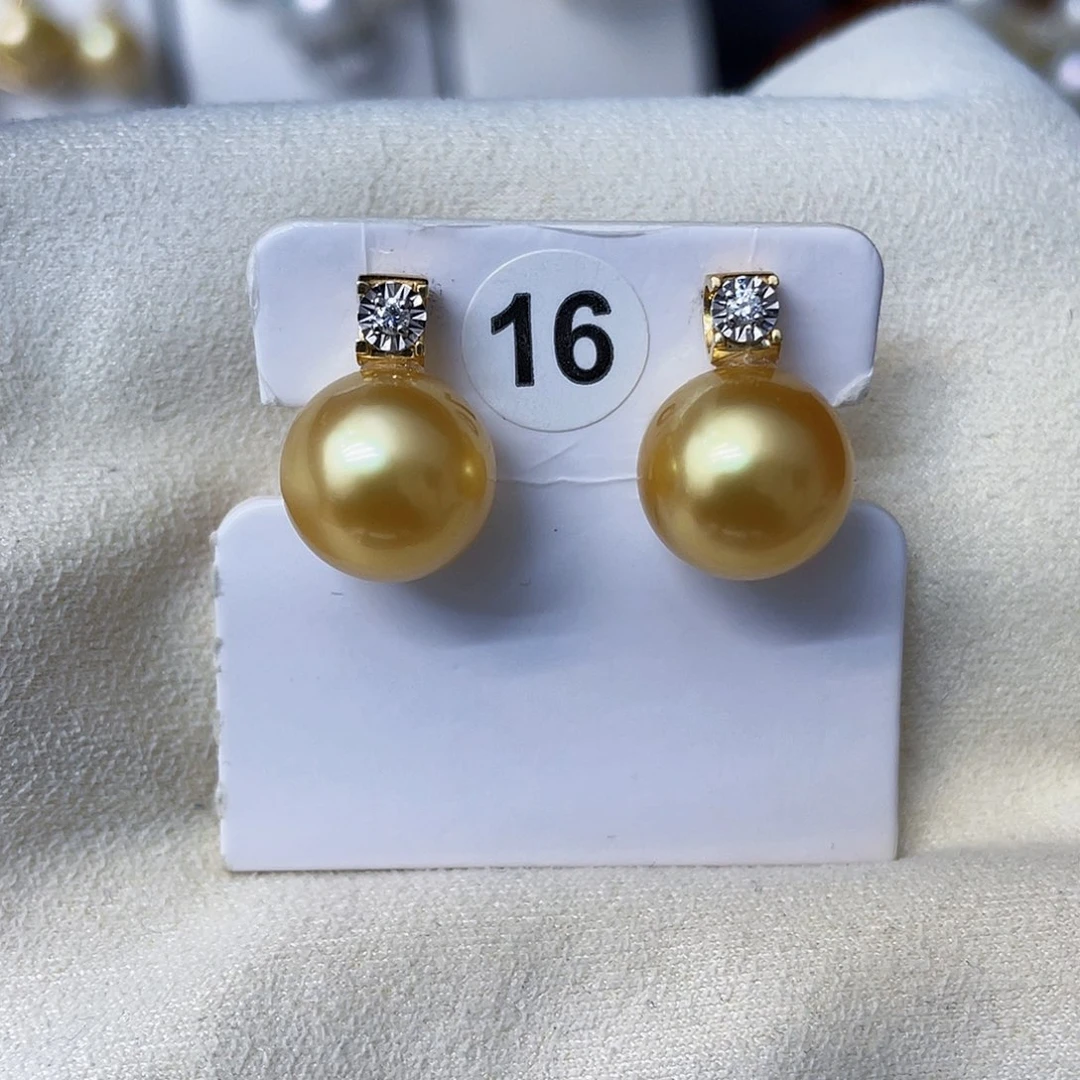 耳饰海水珍珠18K金镶嵌金珠