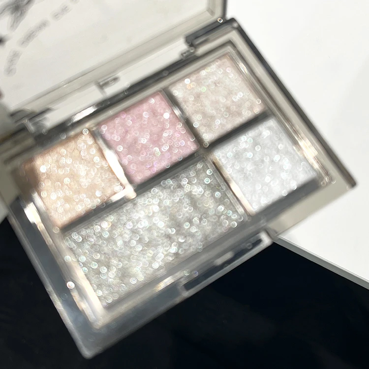 全爆闪五色眼影盘碎钻提亮眼头卧蚕大地色烟熏珠光细闪高光彩色盘