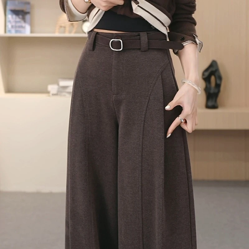 秋冬厚款毛呢贝斯裤~糯感休闲裤加厚直筒裤宽松显瘦阔腿裤女1527