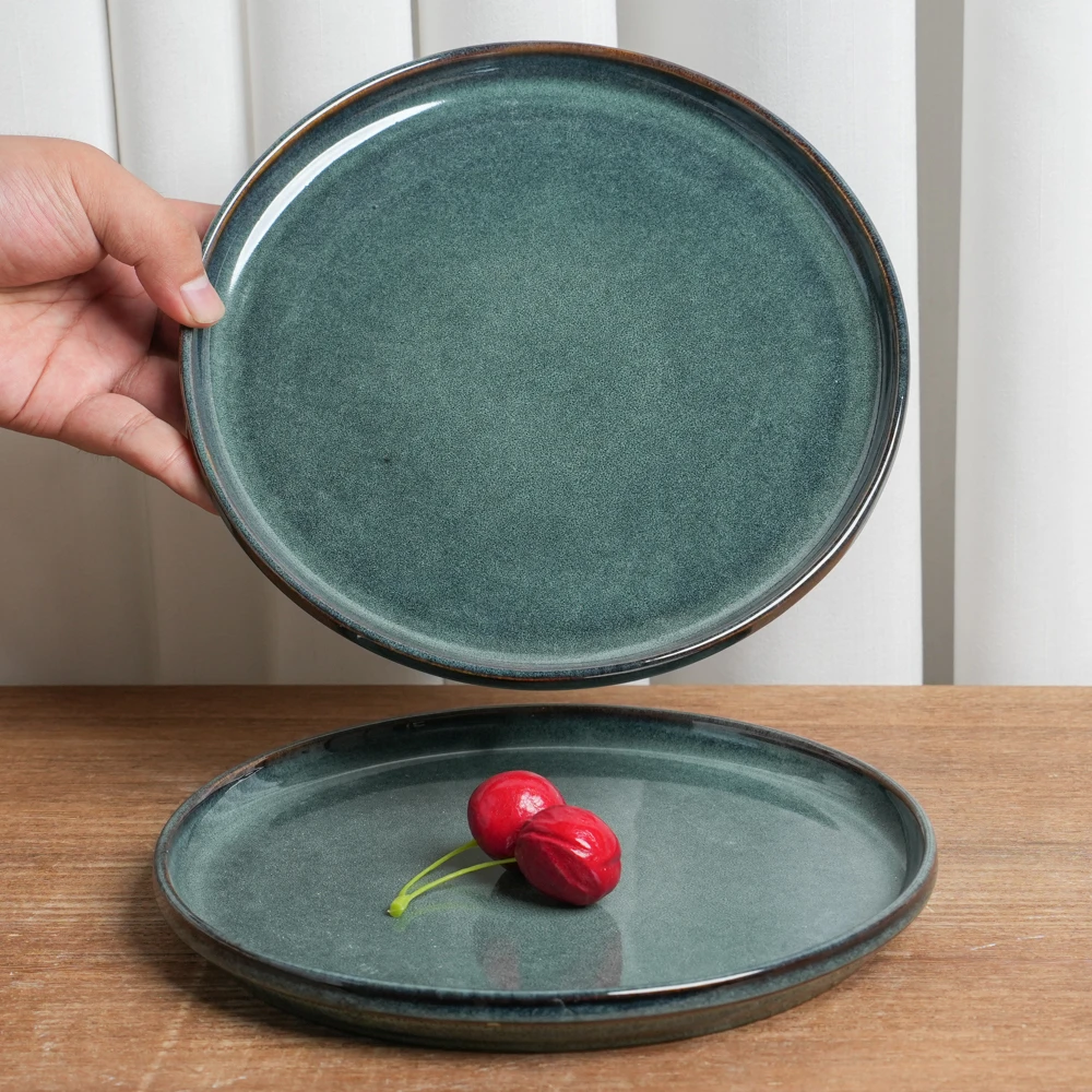 【瑕疵】小盘釉下彩陶瓷盘家用复古窑变灰蓝平盘高颜值餐盘K3A/XP