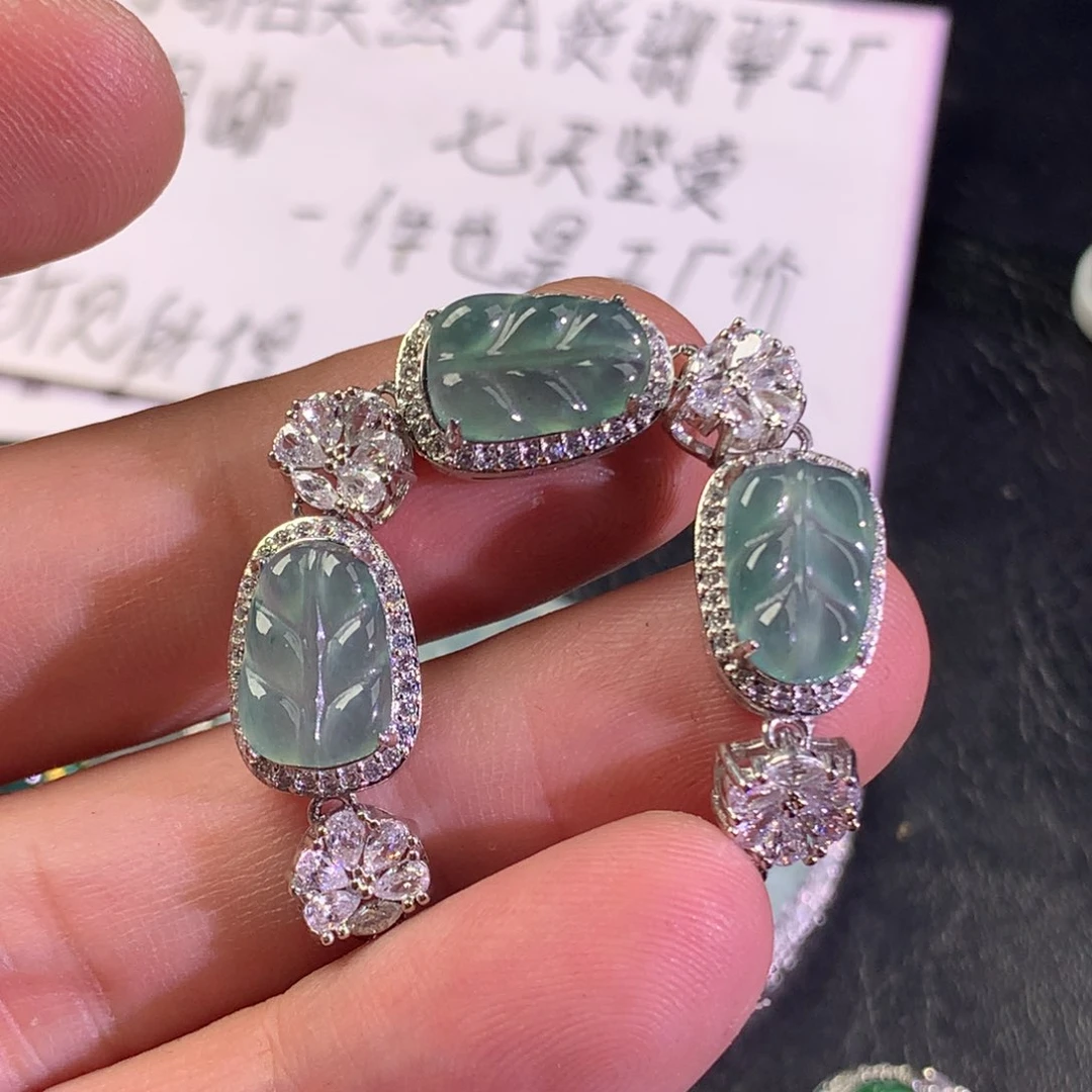 翡翠未镶嵌颈饰叶子手链